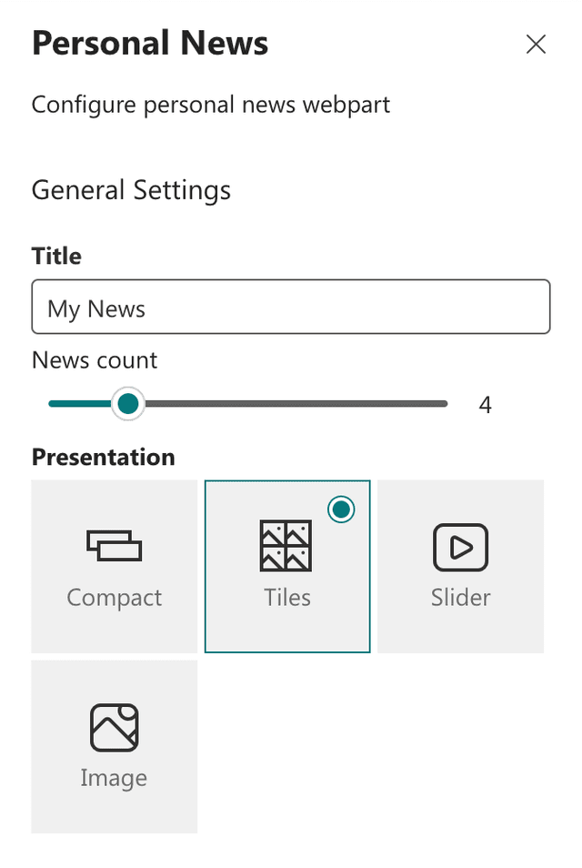 365BOX Personal News Webpart Configuration