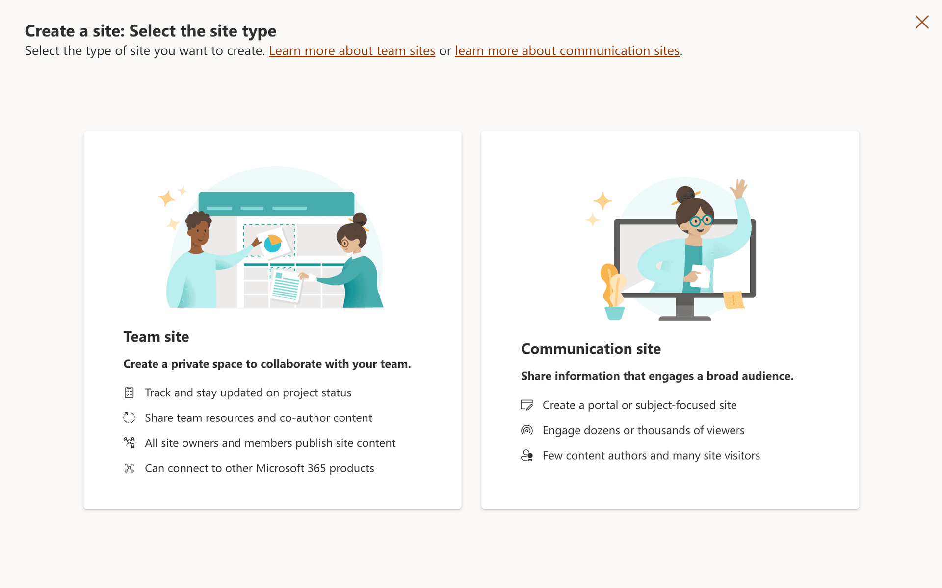 Create a communication site